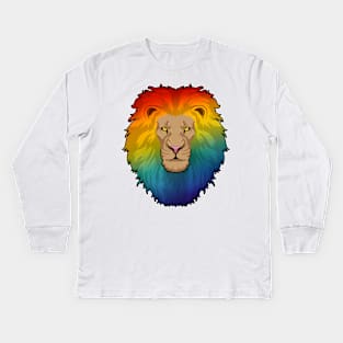 Lion in Rainbow Colours Kids Long Sleeve T-Shirt